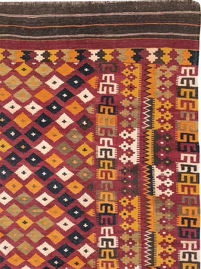 Vintage Scandinavian Flatweave Kilim Oversize Carpet, No.9785 - Staging