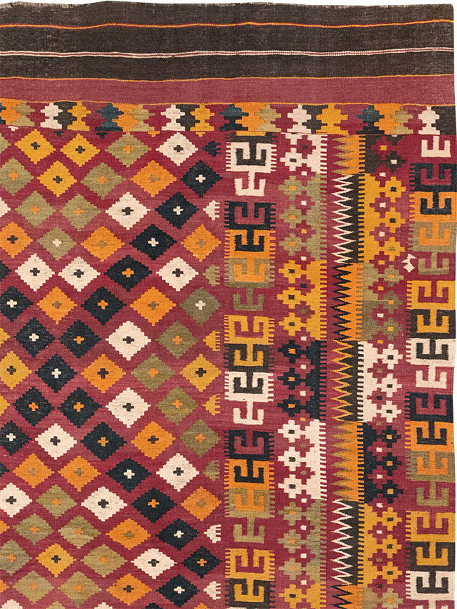 Vintage Scandinavian Flatweave Kilim Oversize Carpet, No.9785 - Staging