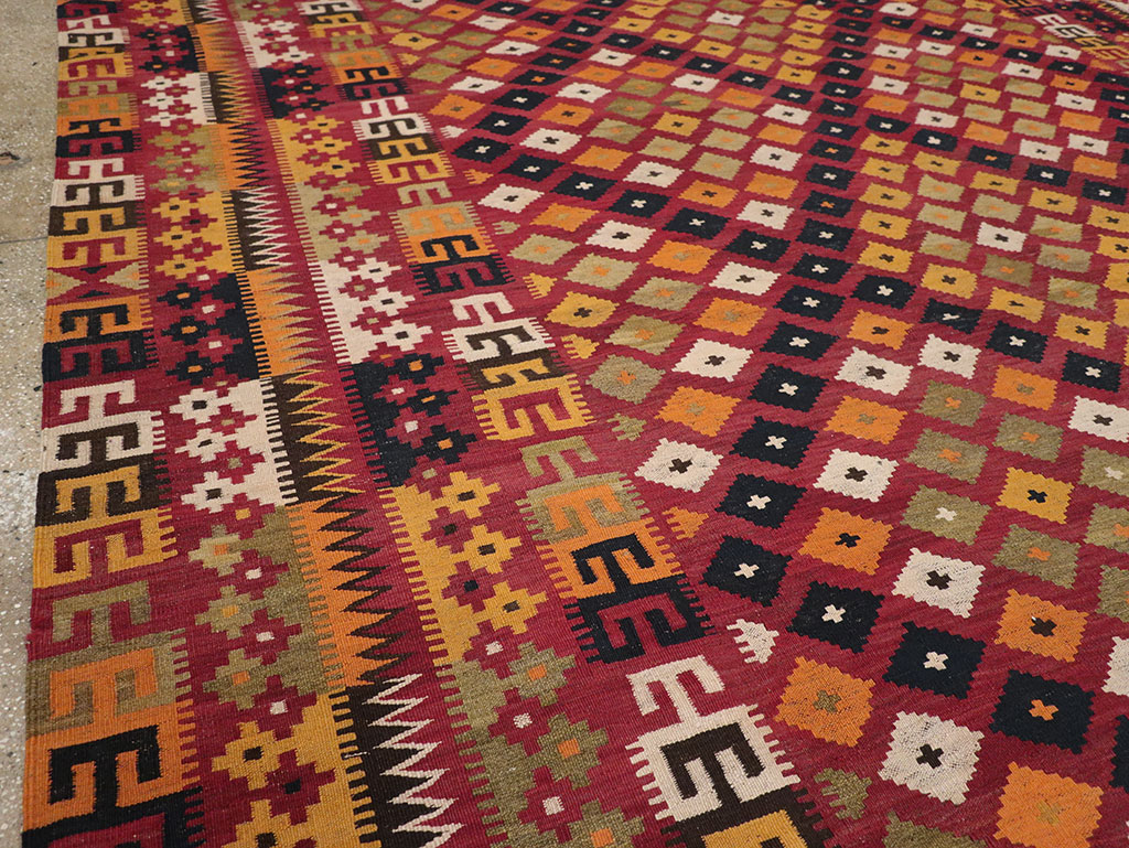 Vintage Scandinavian Flatweave Kilim Oversize Carpet, No.9785 - Staging