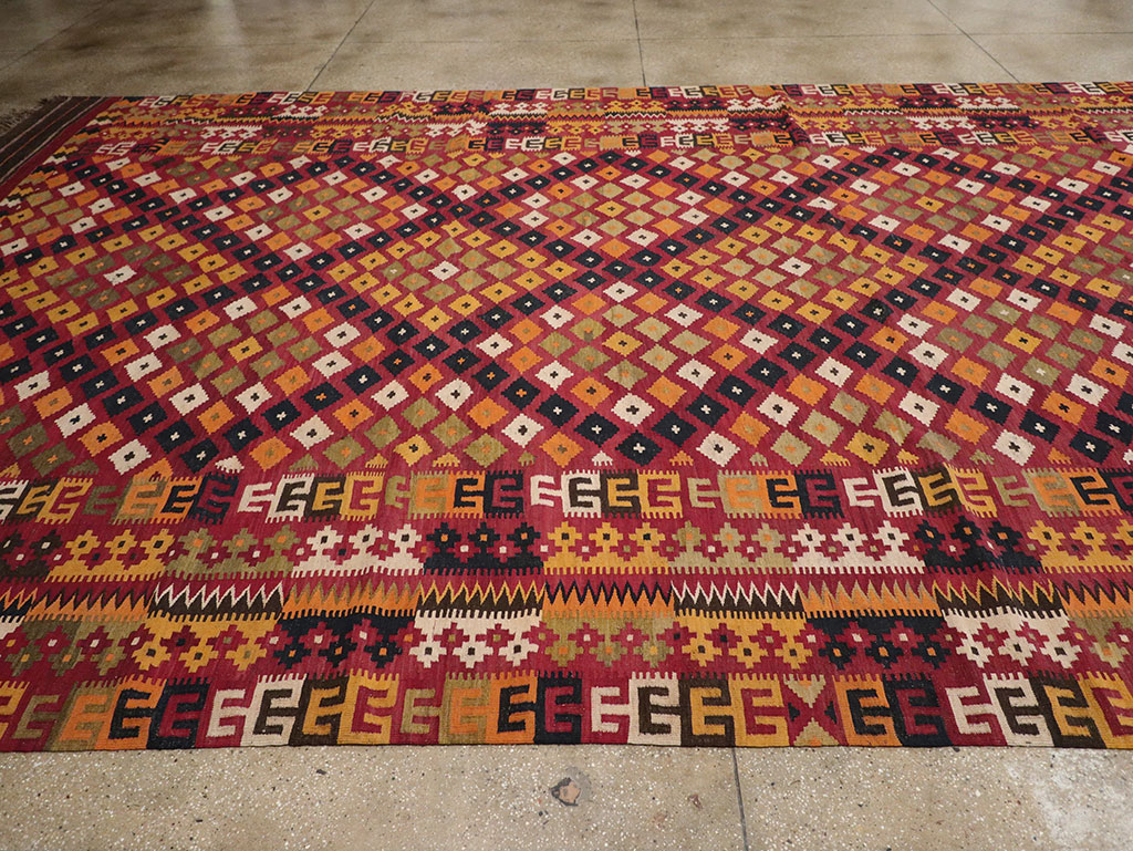 Vintage Scandinavian Flatweave Kilim Oversize Carpet, No.9785 - Staging