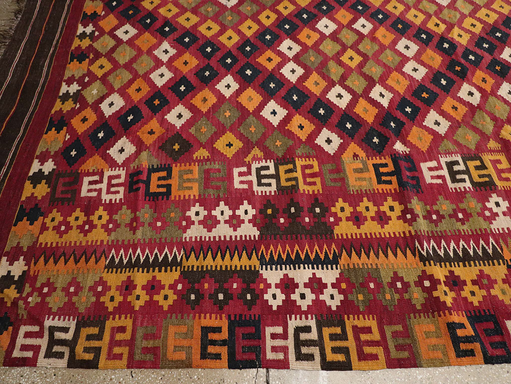 Vintage Scandinavian Flatweave Kilim Oversize Carpet, No.9785 - Staging