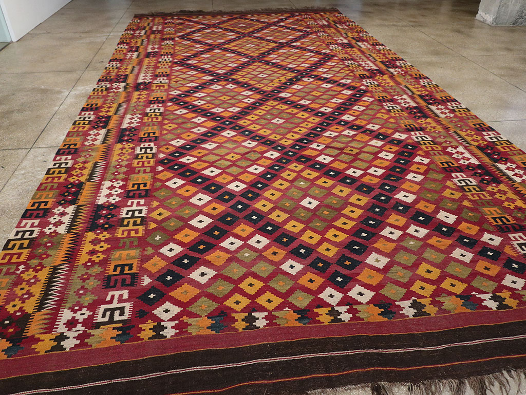 Vintage Scandinavian Flatweave Kilim Oversize Carpet, No.9785 - Staging