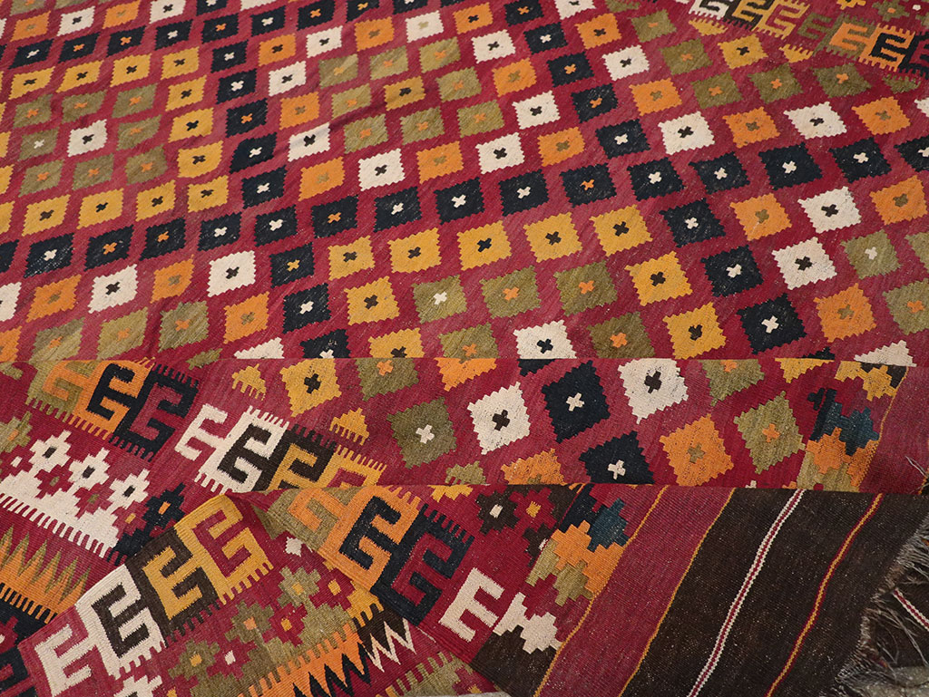 Vintage Scandinavian Flatweave Kilim Oversize Carpet, No.9785 - Staging
