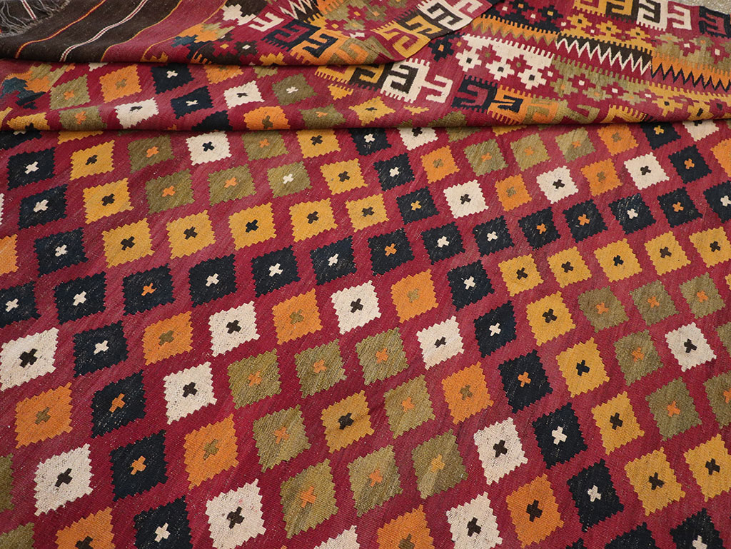 Vintage Scandinavian Flatweave Kilim Oversize Carpet, No.9785 - Staging