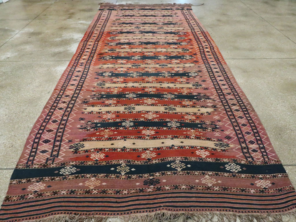 Vintage Afghan Flatweave Kilim Large Gallery Carpet, No.9796 - Staging