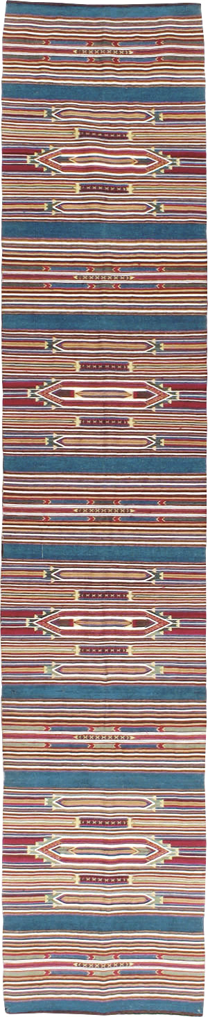Vintage Persian Flatweave Kilim Runner, No.9799 - Staging