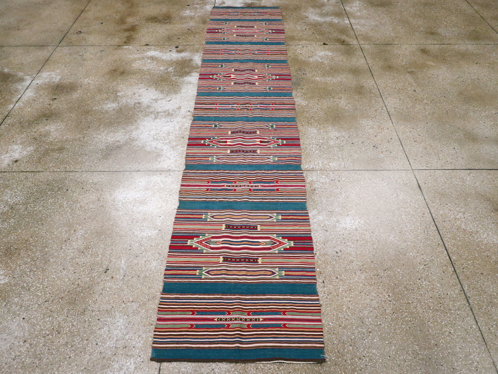 Vintage Persian Flatweave Kilim Runner, No.9799 - Staging
