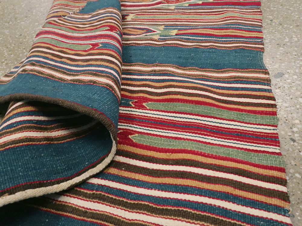 Vintage Persian Flatweave Kilim Runner, No.9799 - Staging