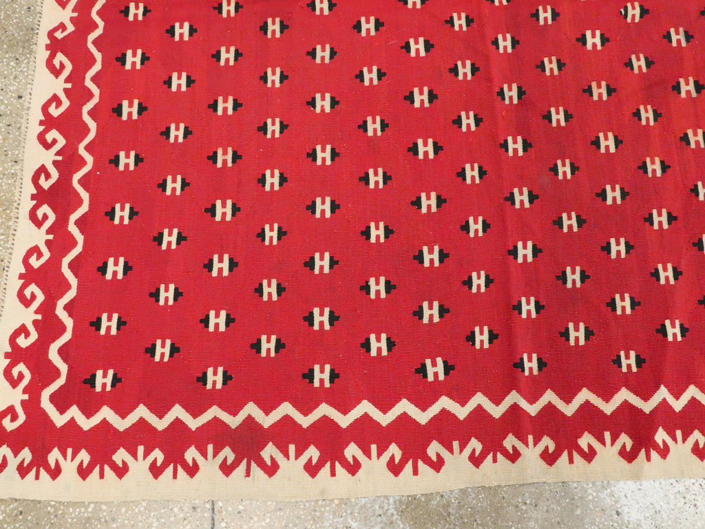 Vintage Bulgarian Flatweave Kilim Gallery Carpet, No.9850 - Staging