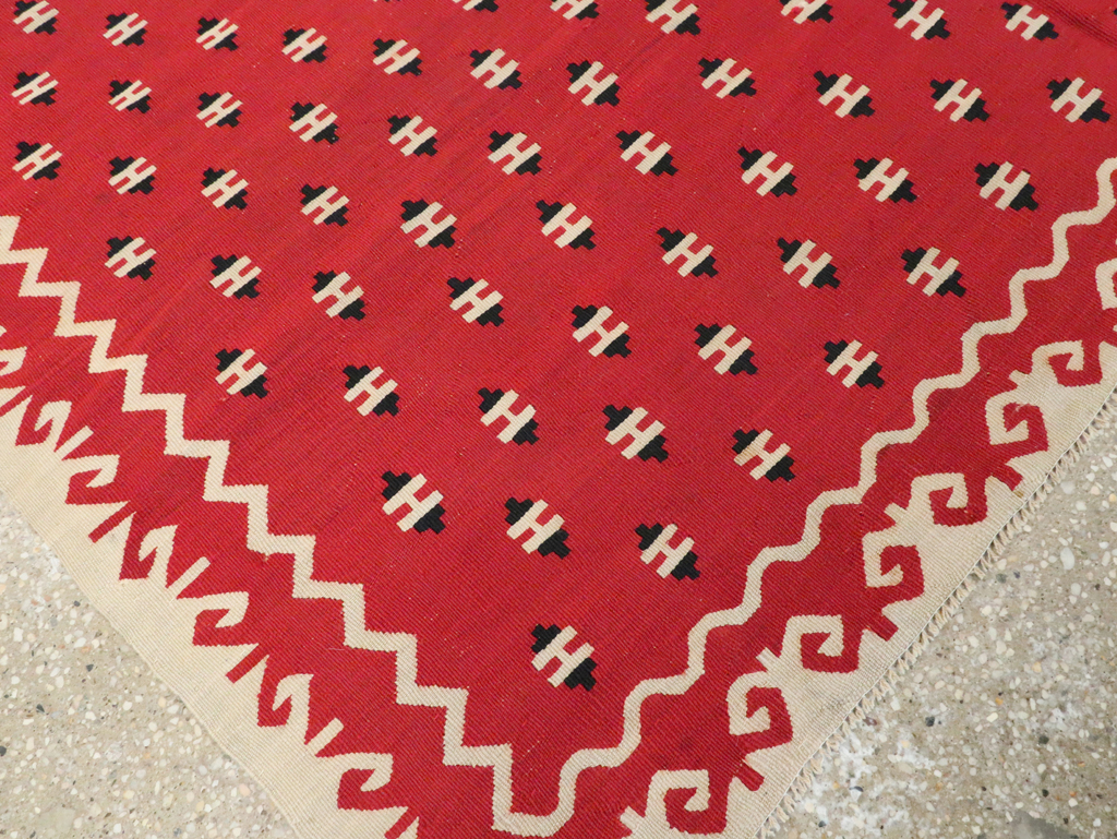 Vintage Bulgarian Flatweave Kilim Gallery Carpet, No.9850 - Staging