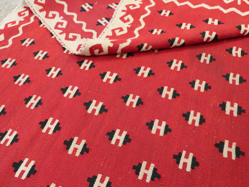 Vintage Bulgarian Flatweave Kilim Gallery Carpet, No.9850 - Staging