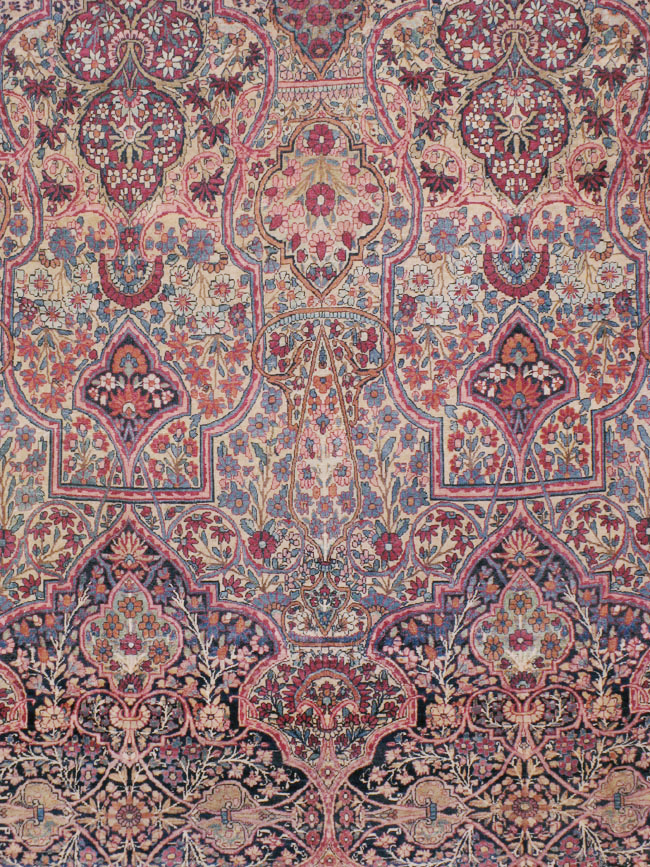 Antique Persian Lavar Kerman Carpet, No.9890 - Staging