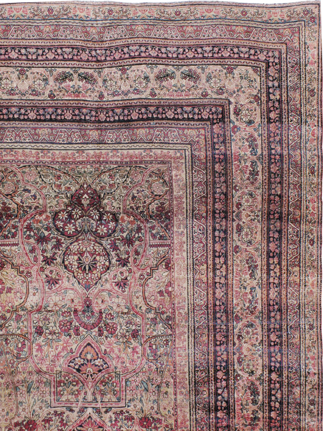 Antique Persian Lavar Kerman Carpet, No.9890 - Staging