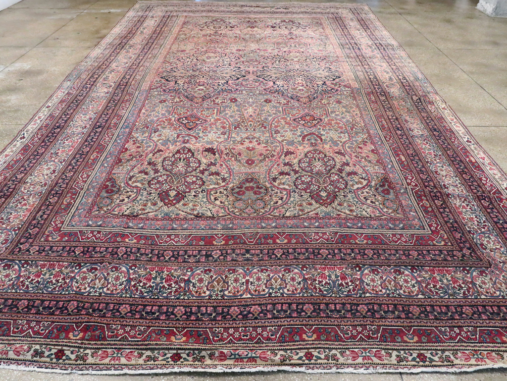 Antique Persian Lavar Kerman Carpet, No.9890 - Staging