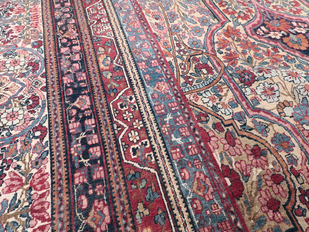 Antique Persian Lavar Kerman Carpet, No.9890 - Staging