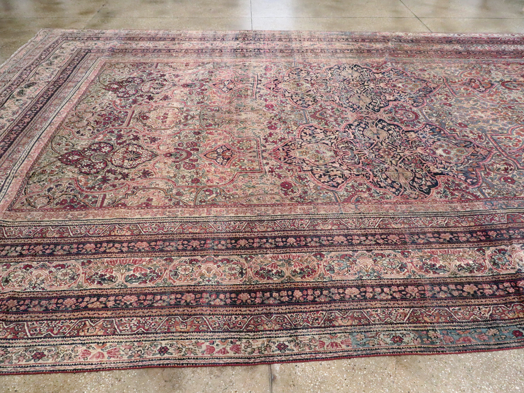 Antique Persian Lavar Kerman Carpet, No.9890 - Staging