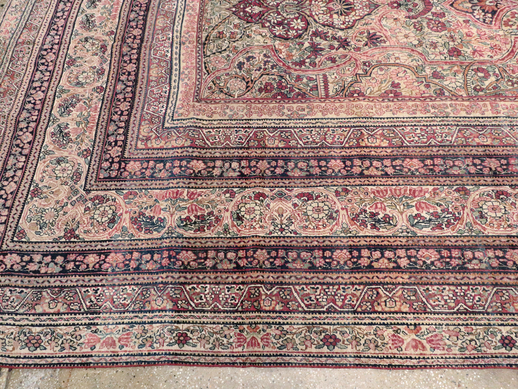 Antique Persian Lavar Kerman Carpet, No.9890 - Staging