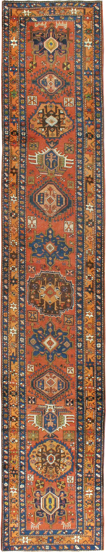 Antique Persian Heriz Runner, No.9961 - Staging