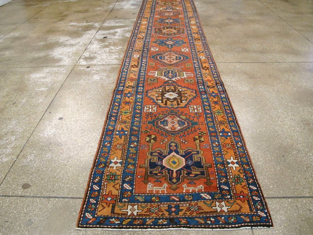 Antique Persian Heriz Runner, No.9961 - Staging
