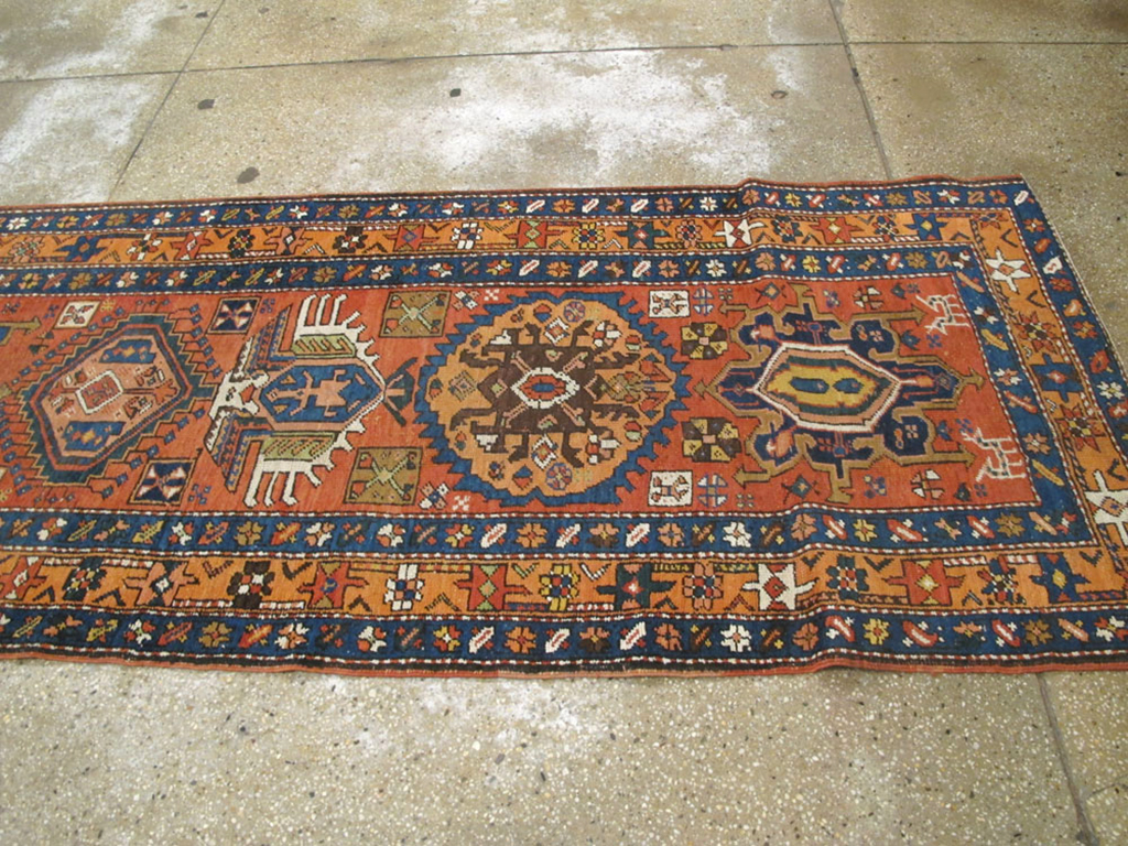 Antique Persian Heriz Runner, No.9961 - Staging