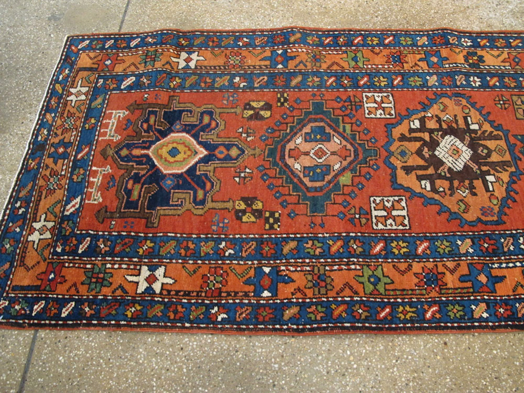 Antique Persian Heriz Runner, No.9961 - Staging