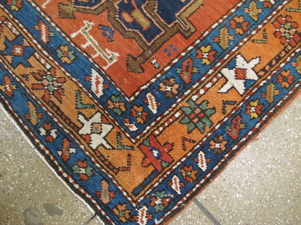 Antique Persian Heriz Runner, No.9961 - Staging